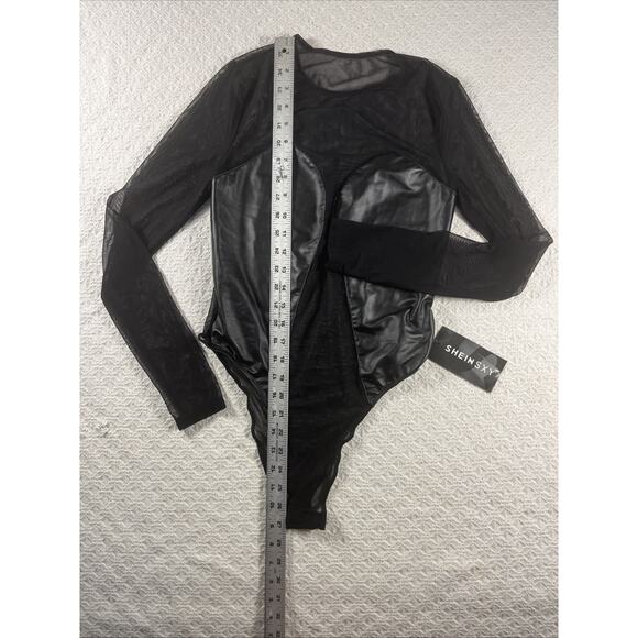 SHEIN SXY Women's Small Long Sleeve Snap Leotard - Black sexy top club - Picture 7 of 13